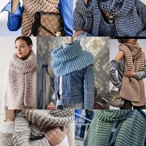 Unisex Hand-knit Aqua Alpaca Oblong Scarf